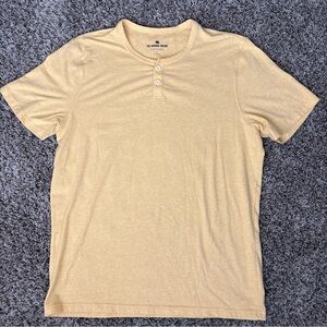The Normal Brand Active Puremeso Henley Button T-shirt Toffee Yellow size Large
